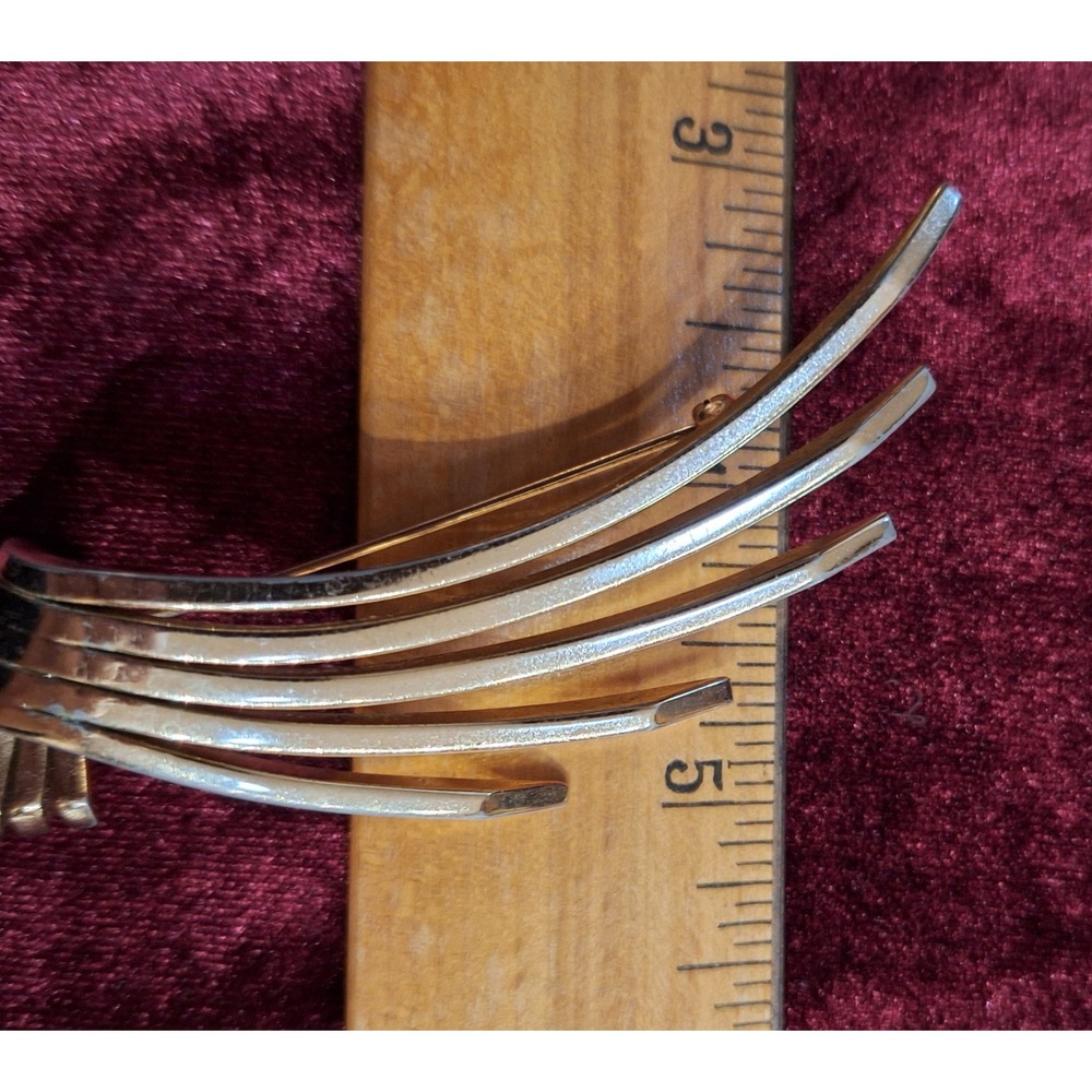 Vintage Large 3.75" Mid Century Modern Gold‎ Toned Sweeping Winged show Brooch